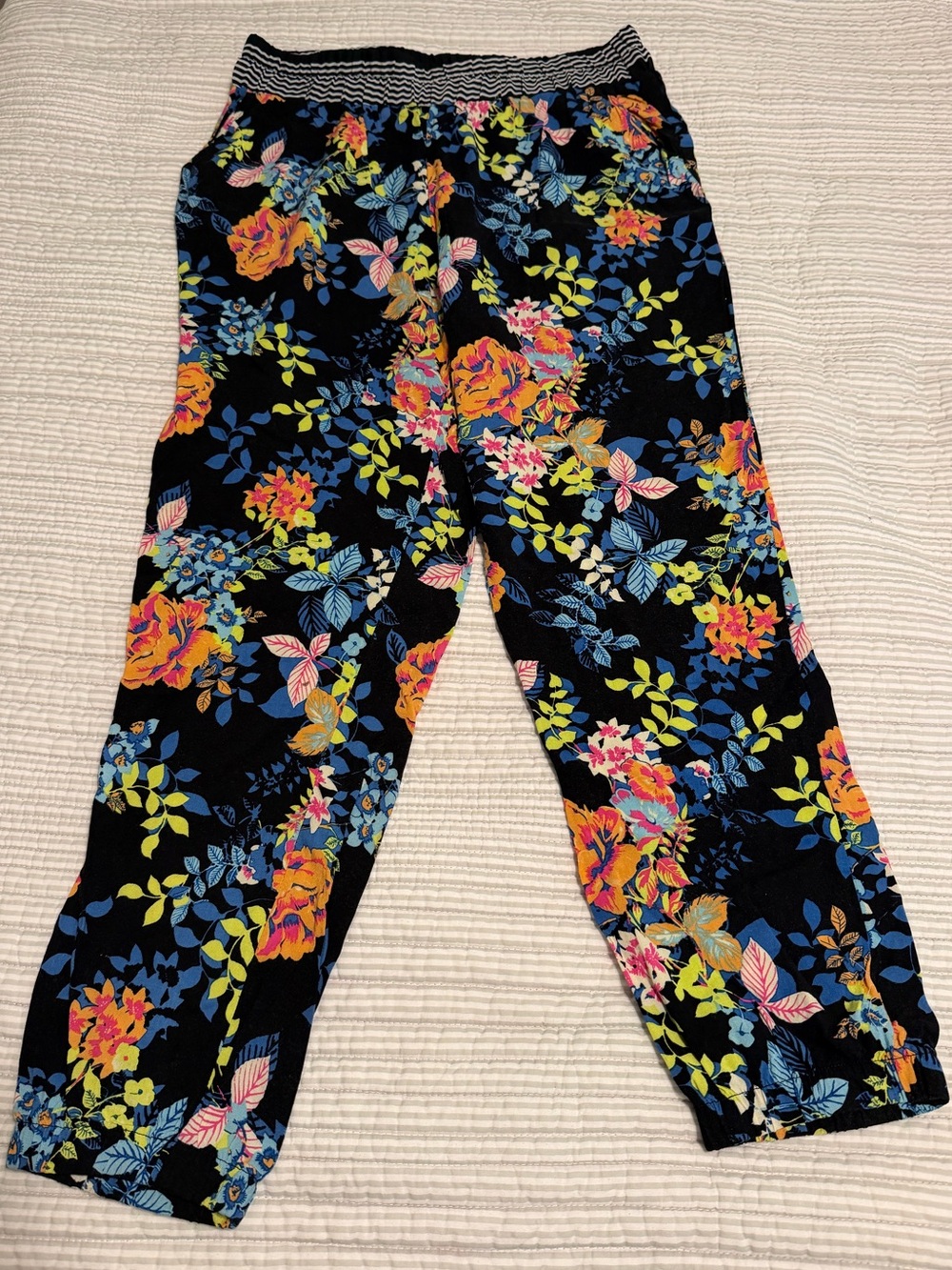 Stoosh Black Floral Pull-On jogger Pants with Multicolor Blooms